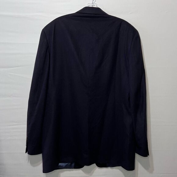 Men's Bloomingdale's Metropolitan View 42L Navy Wool Blend 3 Button Blazer - Picture 5 of 10